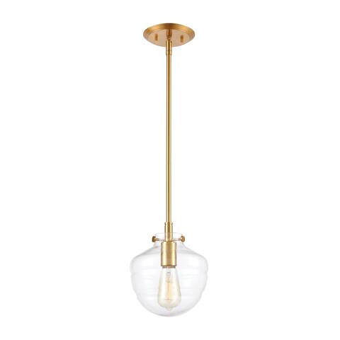 Manhattan Boutique 1-Light Mini Pendant in Brushed Brass with Clear