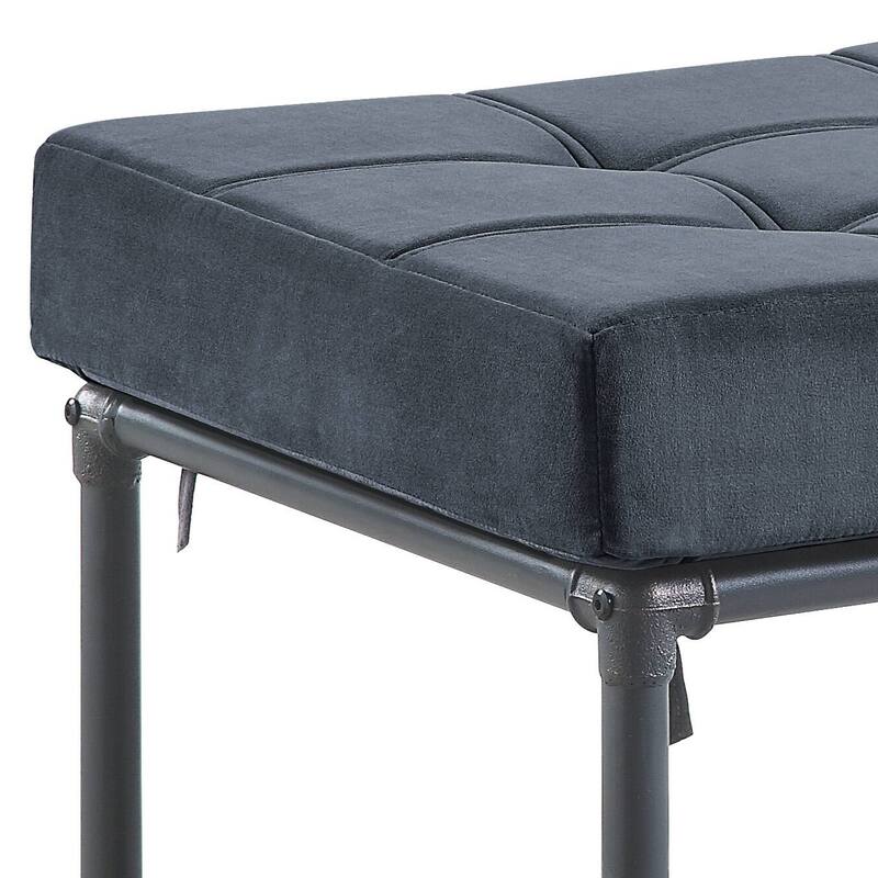 Brantley Velvet & Sandy Finish Ottoman Comfortable choice, multiple functions, classic design, and cozy corners - Gray - Small