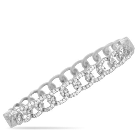 White Gold 1.75 ct Diamond Pave Chain Bangle Bracelet