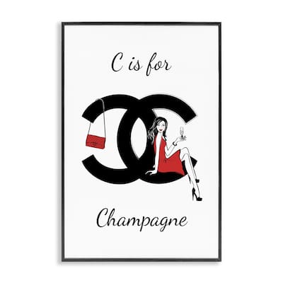 Stupell Glam C Is For Champagne Framed Giclee Art Design By Martina Pavlova