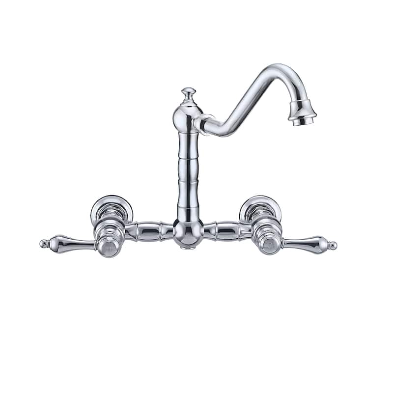Vintage III Plus Wall Mount Faucet with a Long Traditional Swivel Spout, Lever Handles and Solid Side Spray
