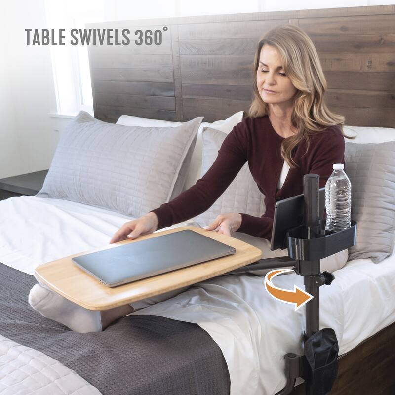 Stander EZ Swivel Adjustable MDF Bedside Computer Desk Overbed Table