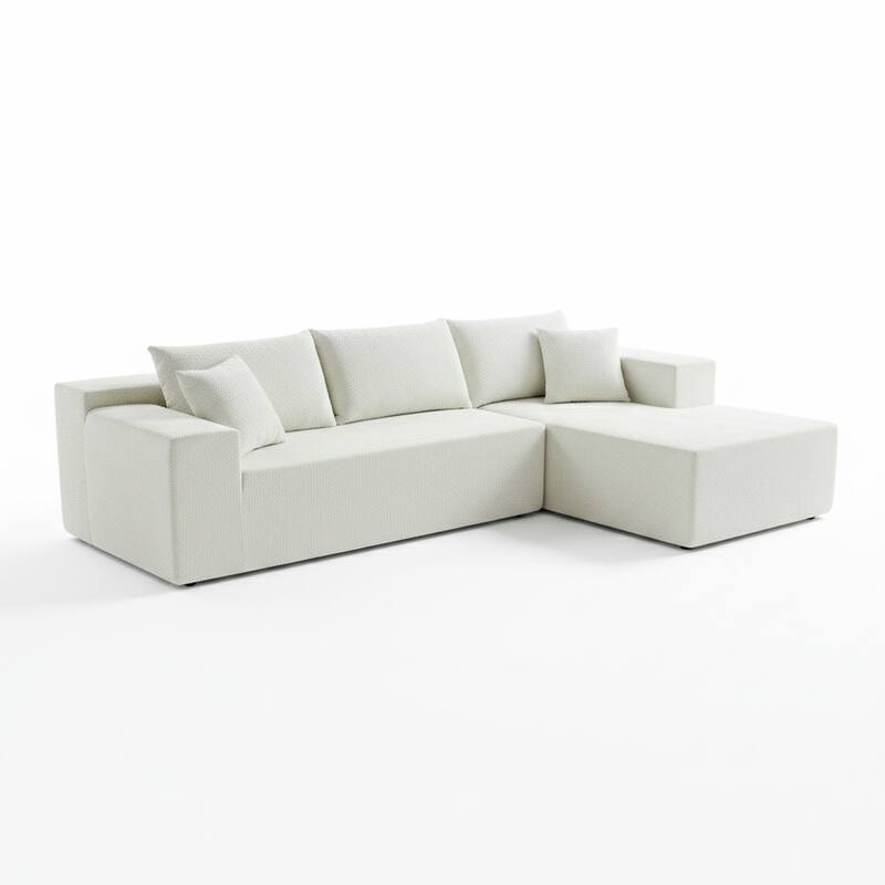 103.54" L-Shaped Modern High-Density Sponge Velvet Modular Sectional Sofa with Chaise & Pillows
