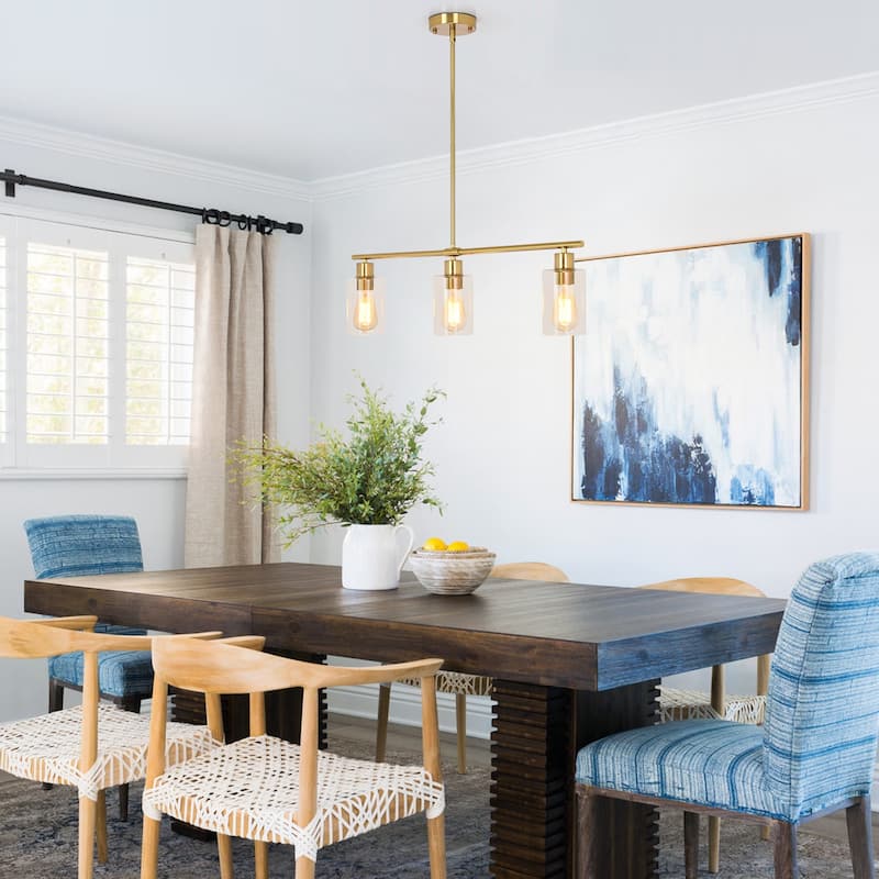 3-Light Adjustable Pendant Light Fixtures with Clear Glass Shade