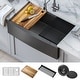 preview thumbnail 88 of 100, KRAUS Kore Workstation Farmhouse Apron Stainless Steel Kitchen Sink 32 7/8" L x 20 1/4" W (KWF210-33/PGM) - PVD Gunmetal