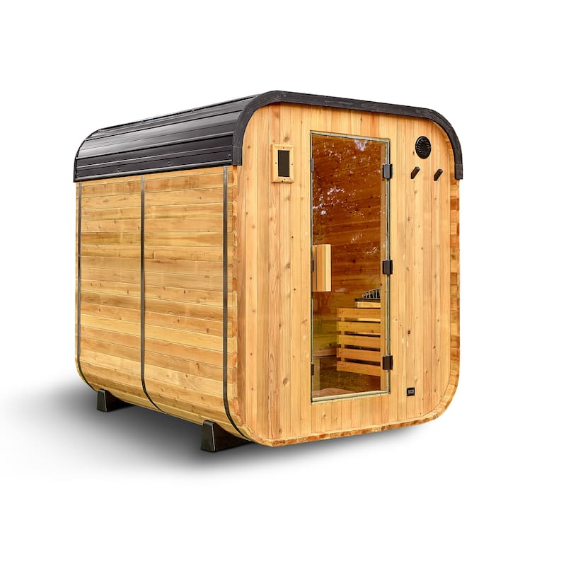 Backyard Discovery Lennon 4-6 Person Outdoor Cube Sauna, 9kW Heater - Natural Cedar