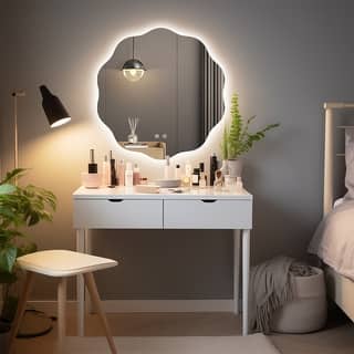 Adjustable LED Flower Shaped Bathroom Mirror