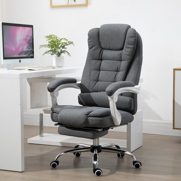 Vinsetto office chair computer swivel rolling task chair deals with retractable footrest & height adjustable comfortable with armrests