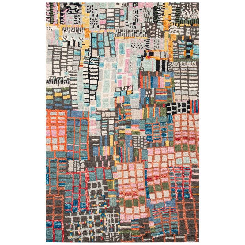 SAFAVIEH Aspen Ellada Bohemian Abstract Wool Rug - 5' x 5' Square - Ivory/Black