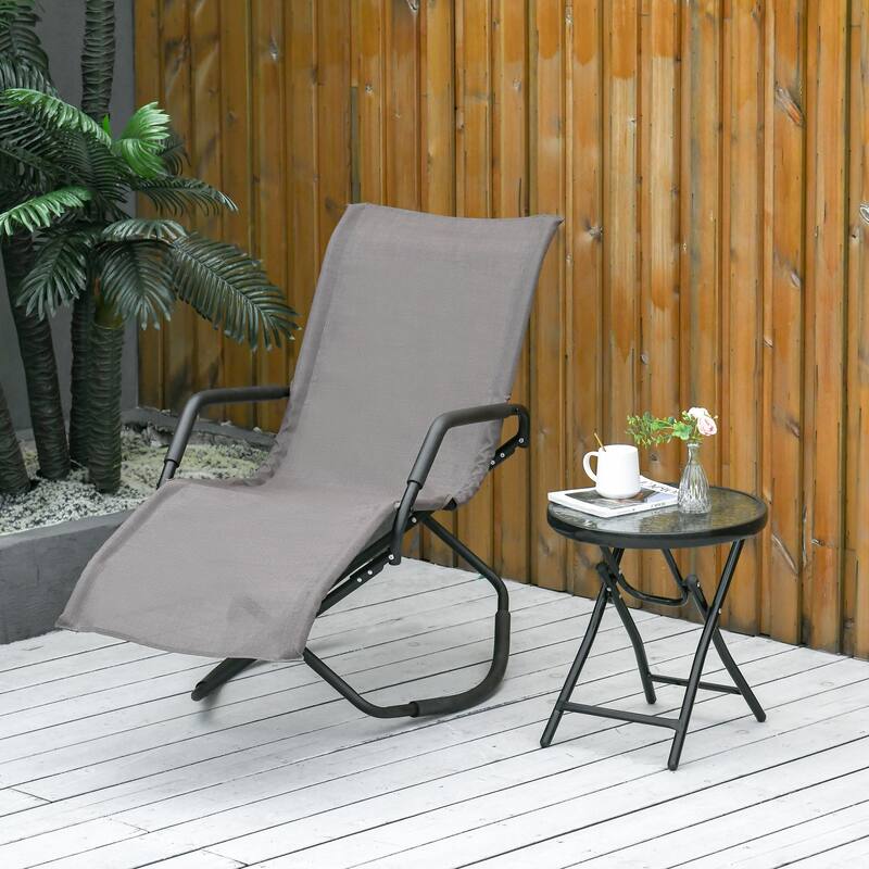 Rocking Sun Lounger, Chaise Lounge Rocker for Sunbathing, Sun Tanning, Foldable, Portable Outdoor Patio Chair