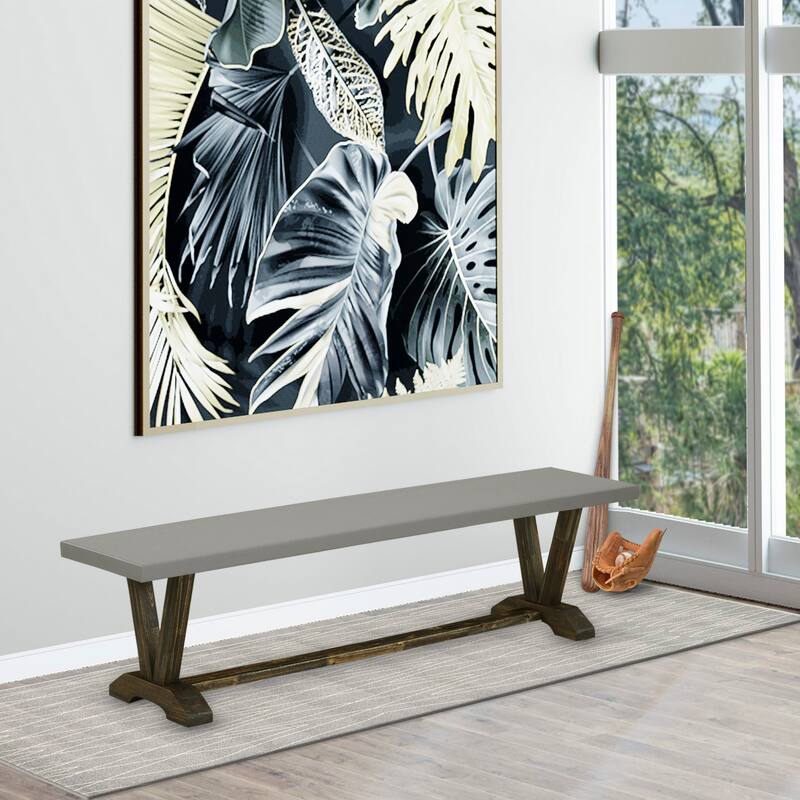 East West Furniture V-Style Modern Dining Room Bench with Wooden Seat, 72x15x18 Inch(Finish Options) - 72 - VB797