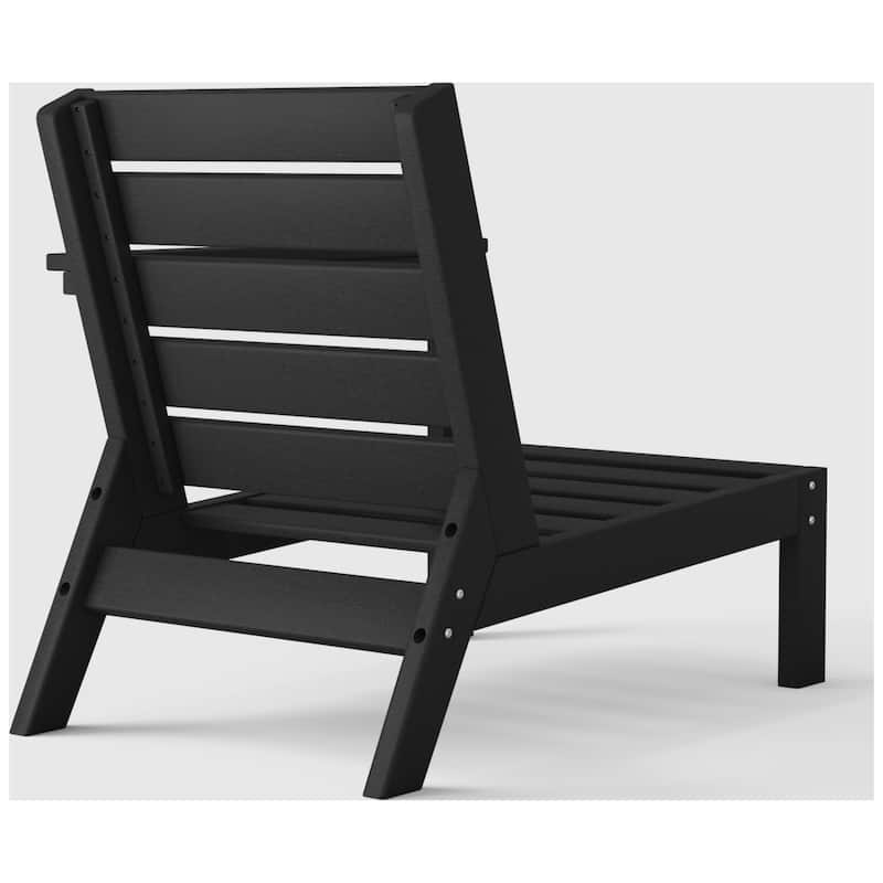 Birchwood All Weather HDPE Outdoor Patio Deep Seating Black Right Arm Facing Chair With Cushions (1-Piece)