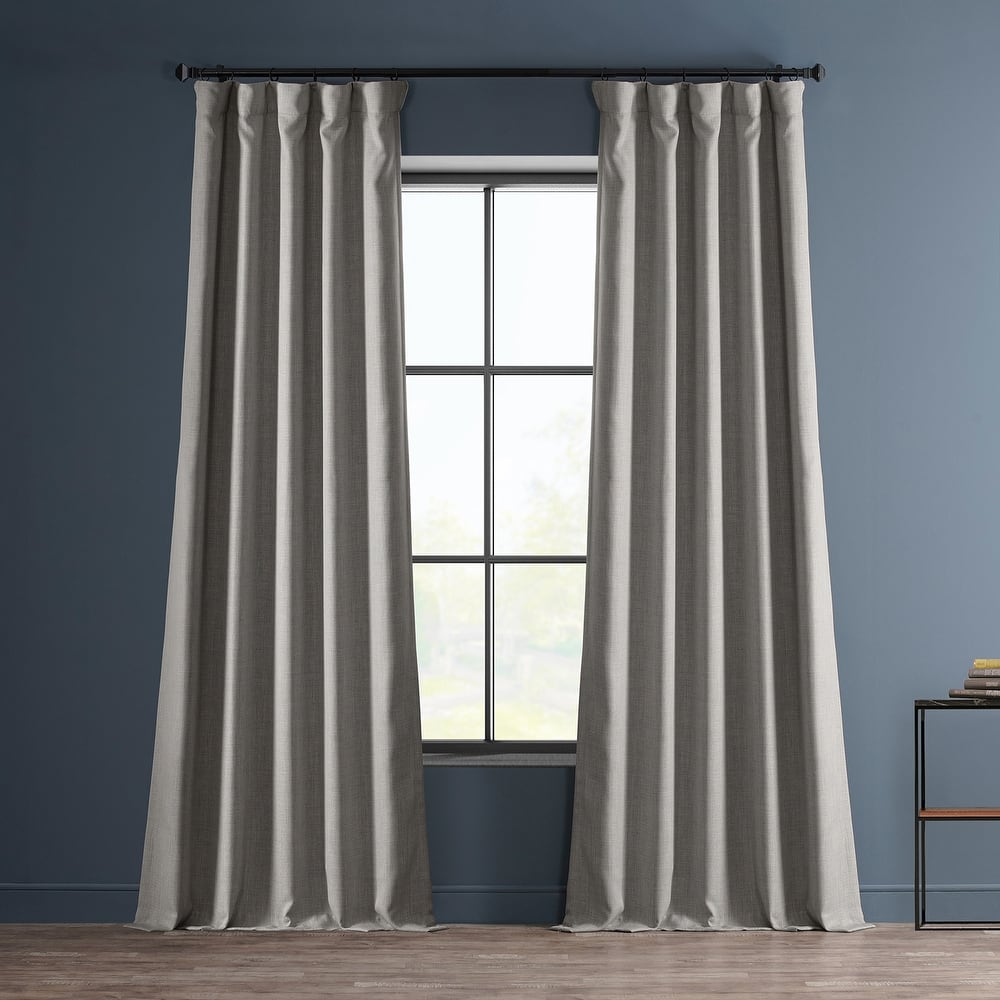 Exclusive Fabrics Textured Faux Linen Room Darkening Curtains for Bedroom & Living Room Curtains (1 Panel)
