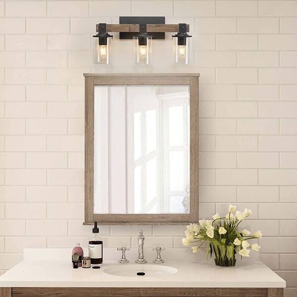 3-Light Rustic Wood Vanity Lights - Bed Bath & Beyond - 35872383