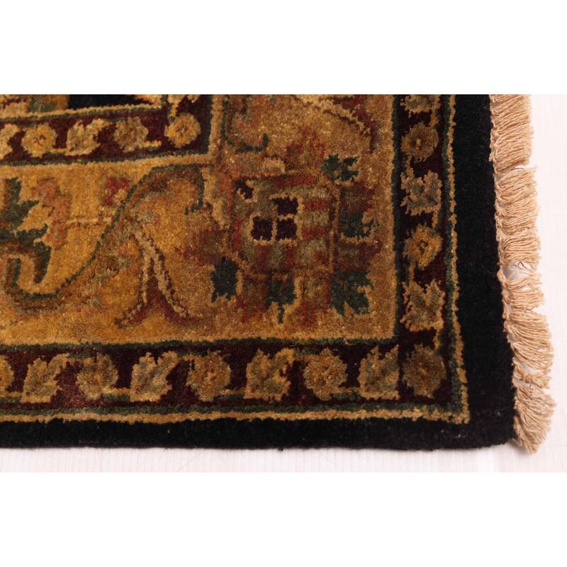 ECARPETGALLERY Hand-knotted Finest Agra Jaipur Black Wool Rug - 4'0 x 5'11