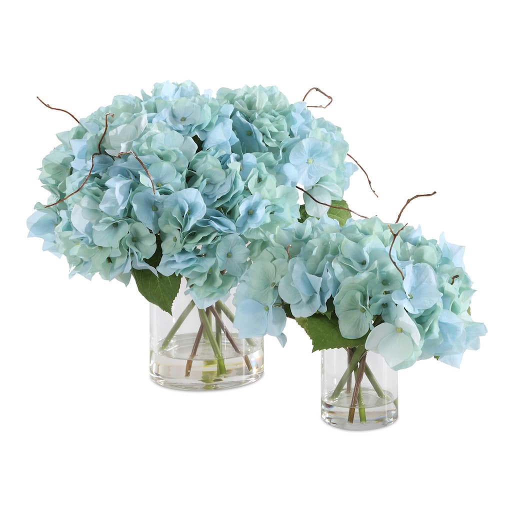 Uttermost 60249 Tranquil 14" Wide Hydrangeas Artificial Plant in a - Blue / Clear