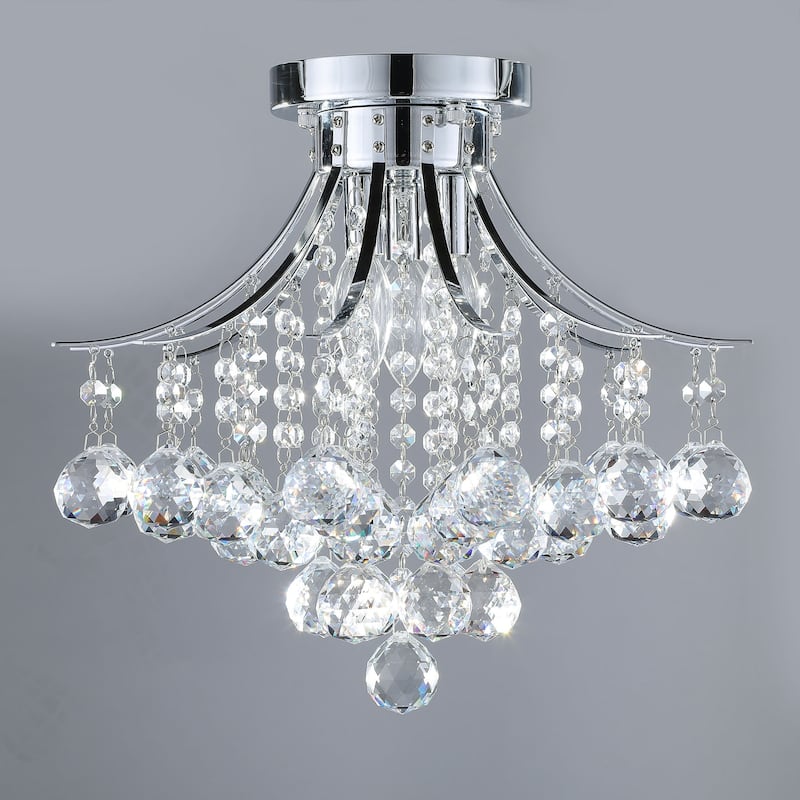CO-Z 3-Light Crystal Raindrop Flush Mount Chandelier