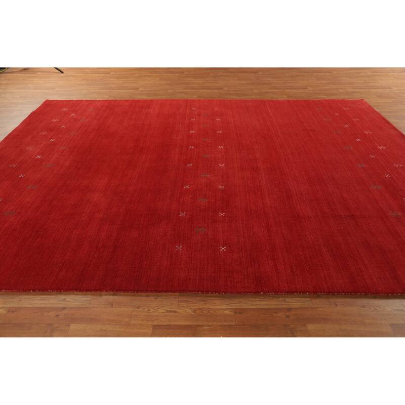 Hand Knotted Oriental 100% Wool Carpet Tribal Tribal Red Gabbeh Area Rug - 11' 3'' X 8' 5''