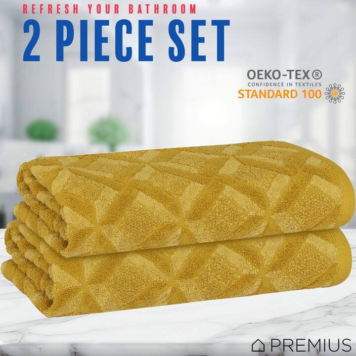 PREMIUS 2 Pack Geo 100% Cotton Yarn Dyed Bath Sheet, 32x64 Inches - 32x64 Inches