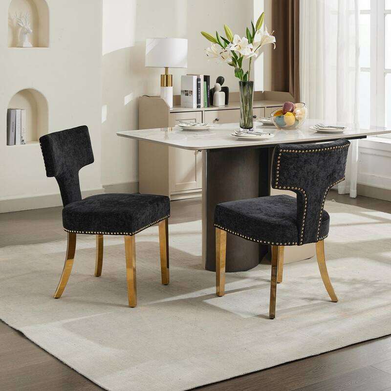 Farmhouse Fabric Upholstered Accent Chair Curved Backrest with Copper Nails around