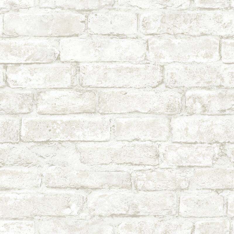 Chesapeake Arlington Off-White Brick Wallpaper - 20.5in x 396in x 0.025in
