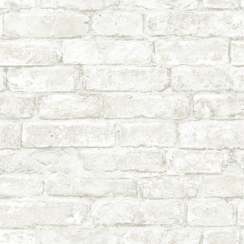 Chesapeake Arlington Off-White Brick Wallpaper - 20.5in x 396in x 0.025in