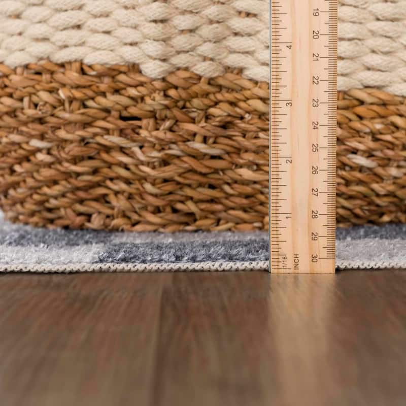 Hauteloom Alia Living Room, Bedroom Machine Washable Area Rug - Farmhouse - Off White, Blue, Tan - 2' x 3'