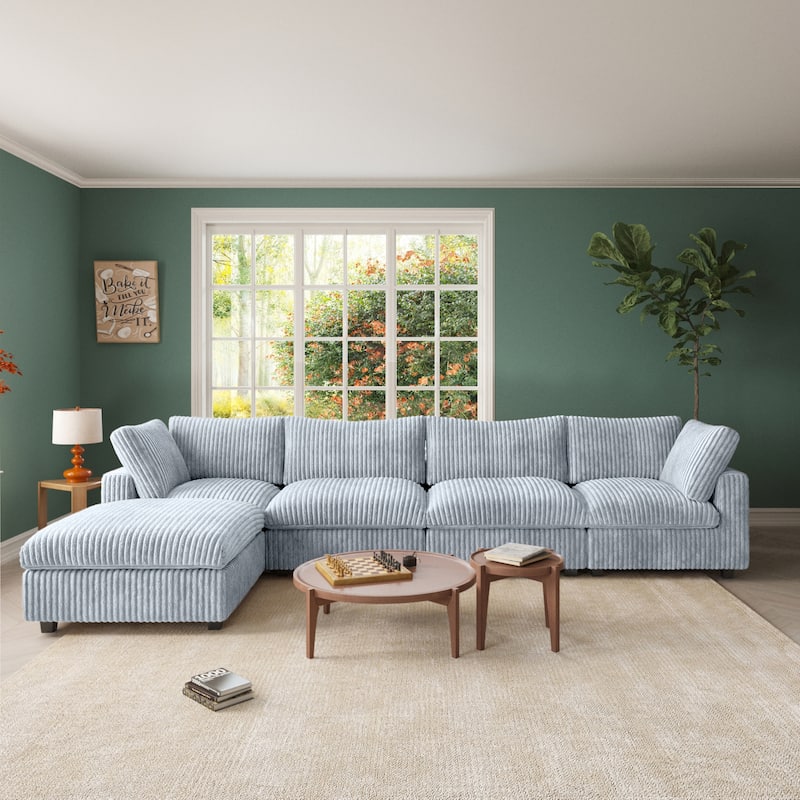 157.48" Oversized Cloud Couch, Modular Sectional Sofa Couch for Living Room - 4 Seat+Ottoman