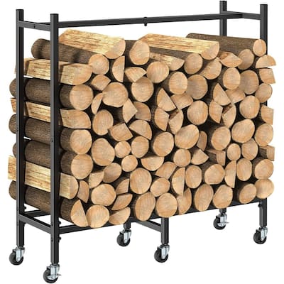 2.7ft Firewood Rack Holder with Wheels