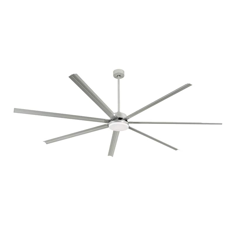 96 Inch Industrial Ceiling Fan with Light 7 Aluminum Blades and 6 Speed Remote Black
