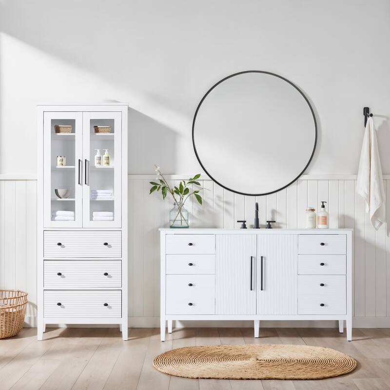 Kensington 16-28 Inch Bath Storage Glass Cabinet