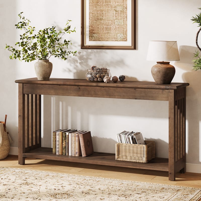Solid Wood Console Table with Storage, Entryway Sofa Table, Living Room Hallway Behind Couch