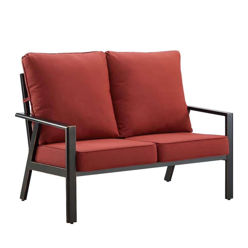 Black Aluminum Deep Seating Deep Seating Loveseat with Cushions