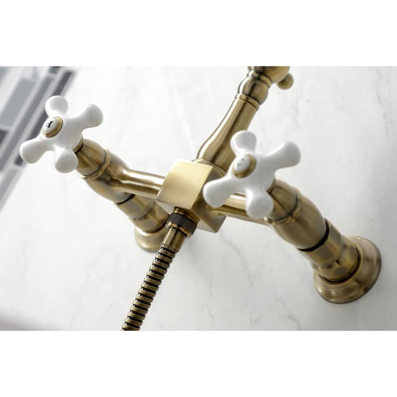 Kingston Brass Heritage 1.8 GPM Wall Mounted Widespread Bridge Kitchen