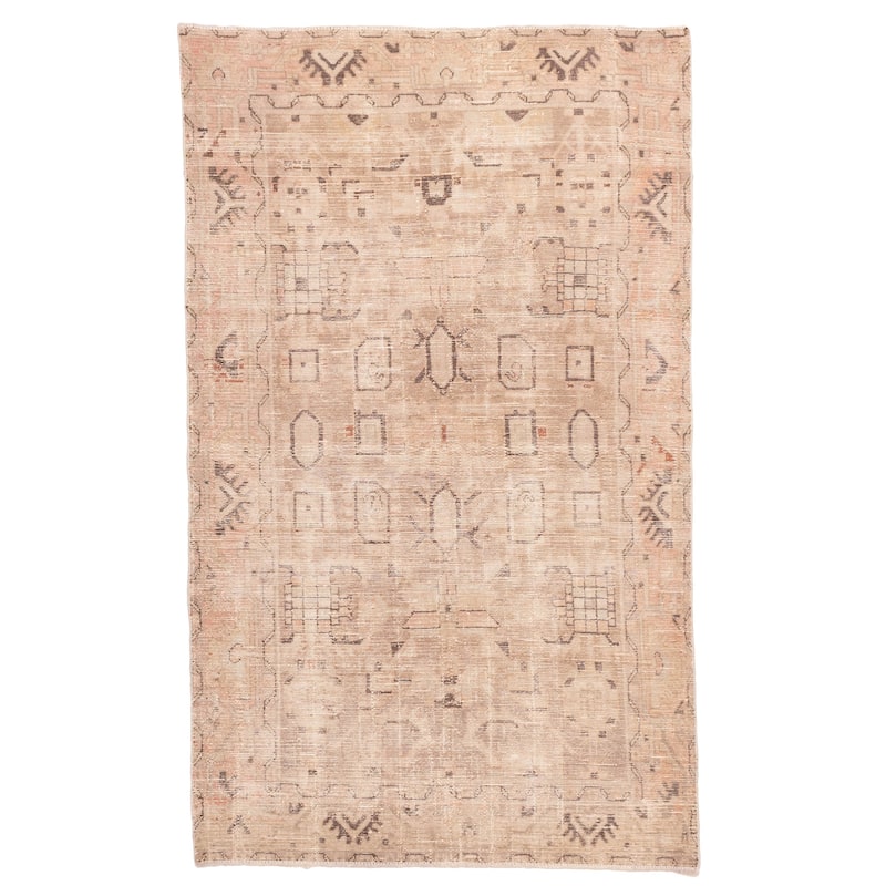 ECARPETGALLERY Hand-knotted Antalya Vintage Tan Wool Rug - 4'0 x 6'5