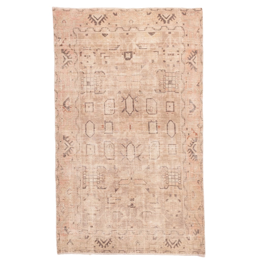 ECARPETGALLERY Hand-knotted Antalya Vintage Tan Wool Rug - 4'0 x 6'5