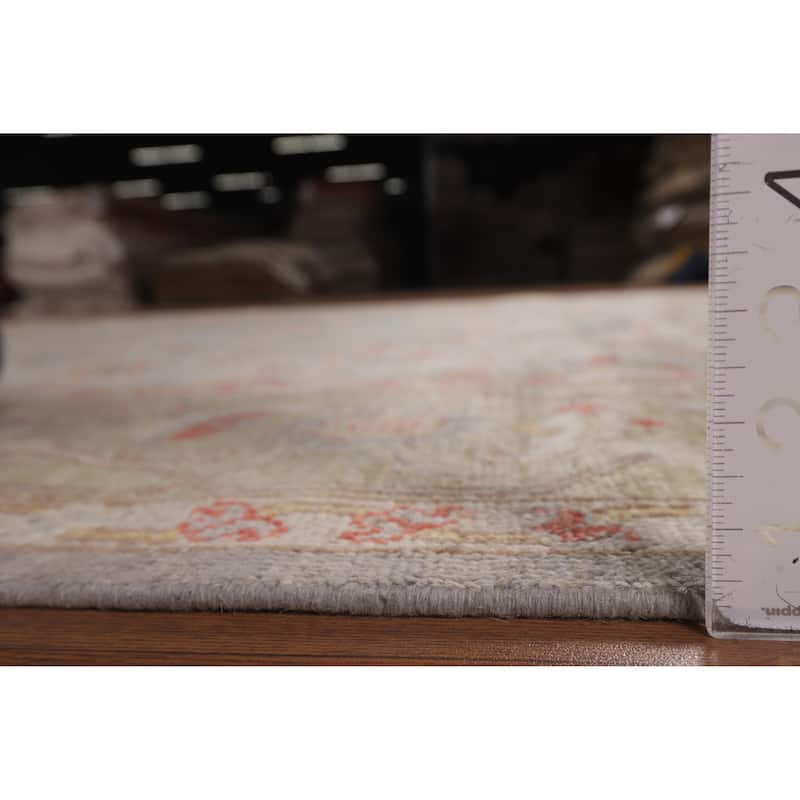 Oushak Turkish Area Rug Vegetable Dye Hand-Knotted Grey Wool Carpet - 8'1"x 9'9"