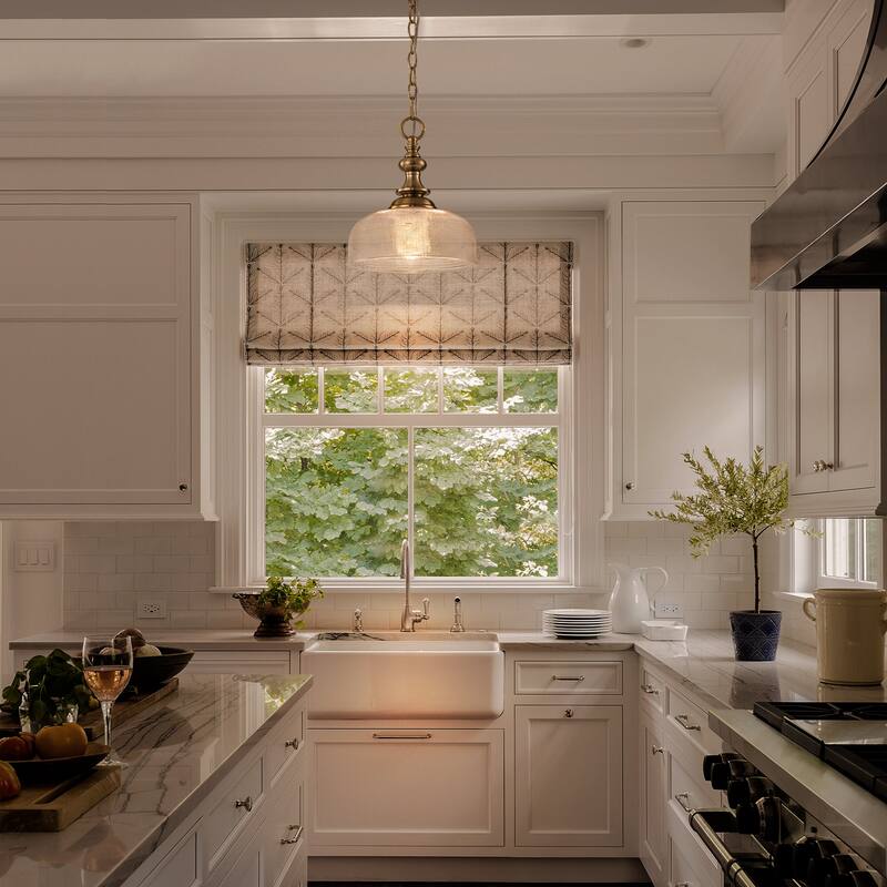 Mid-Century Modern 1-Light Gold Dome Pendant Light with Grid-Textured Glass for Kitchen Island Dining Room
