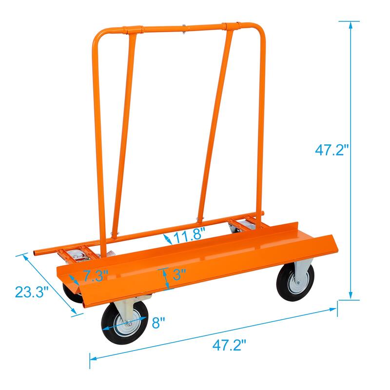 Drywall Sheet Cart & Panel Dolly 1800lbs Capacity, Panel Service Cart - 47.2"L x 23.3"W x 47.2"H