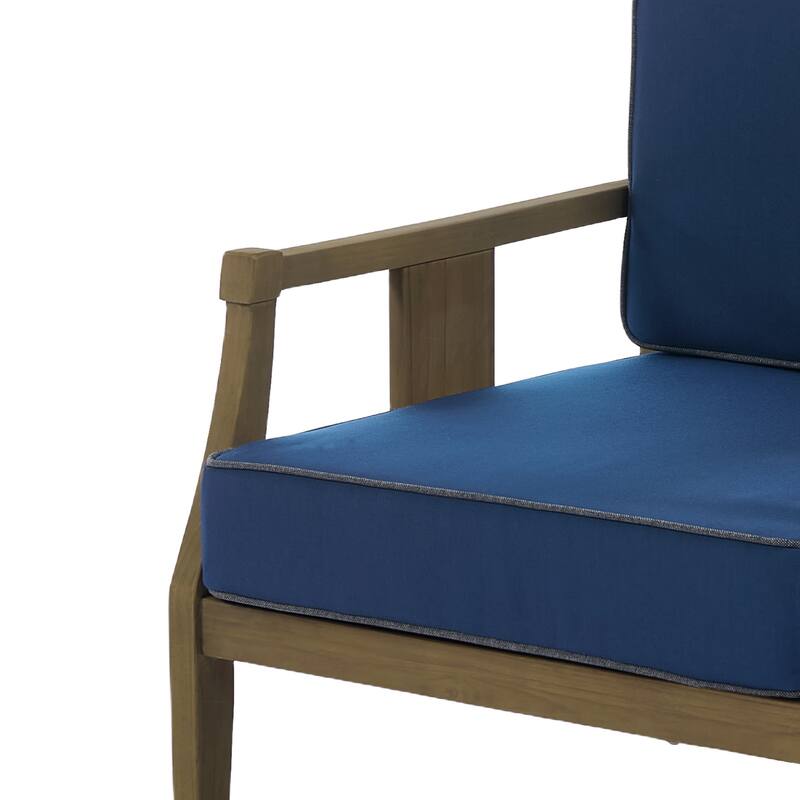 3-Piece Teak Wood Outdoor Armchair Set with Side Table, Cushions, Patio Seating Sets