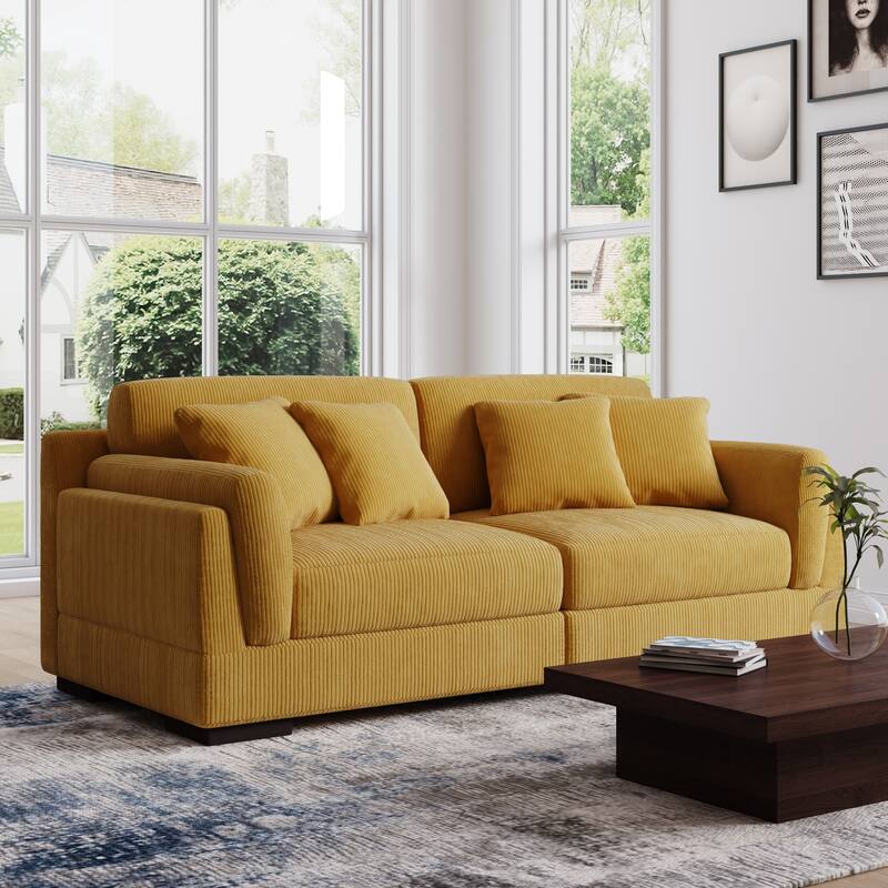 90" Oversized Modular Sectional Corduroy Sofa