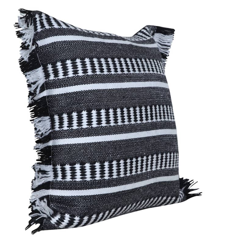 HomeRoots 20" X 20" Black Zippered Geometric Indoor Outdoor Throw Pillow - 22