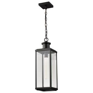 Luca Hanging Pendant Sand Black Finish Clear Beveled Glass