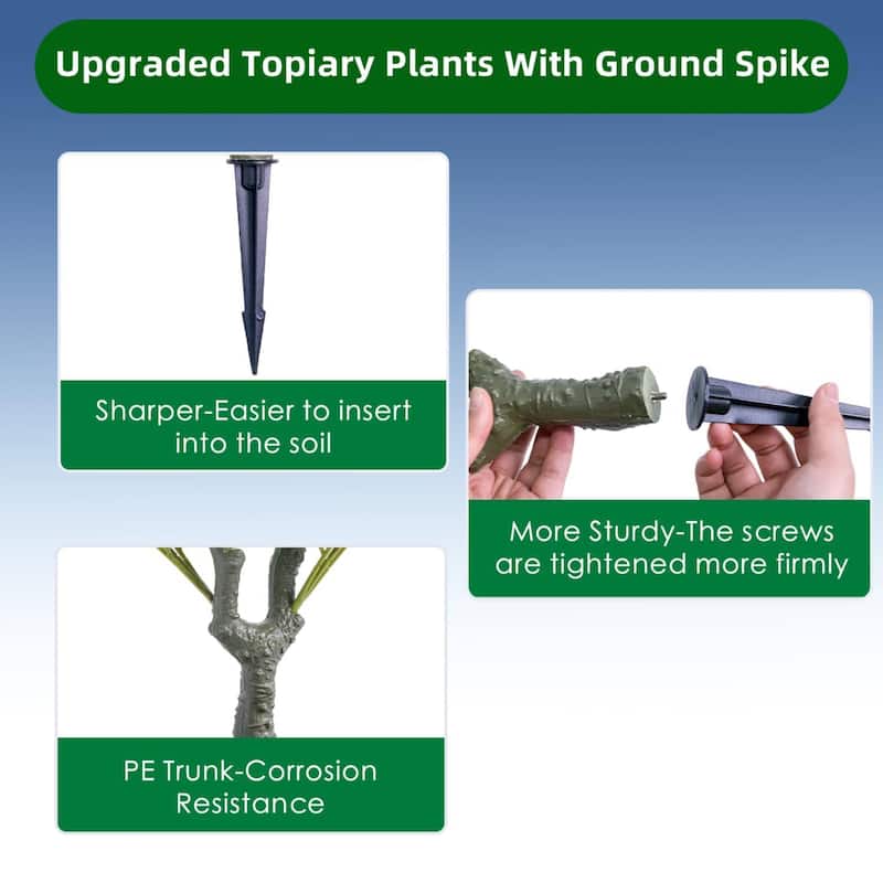 Set of 2/4 Artificial Topiary Ball Trees with Metal Stakes with Camellia Flowers