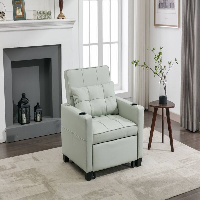 3-in-1 Pull Out Sleeper Chair Beds with USB Ports - Light Green