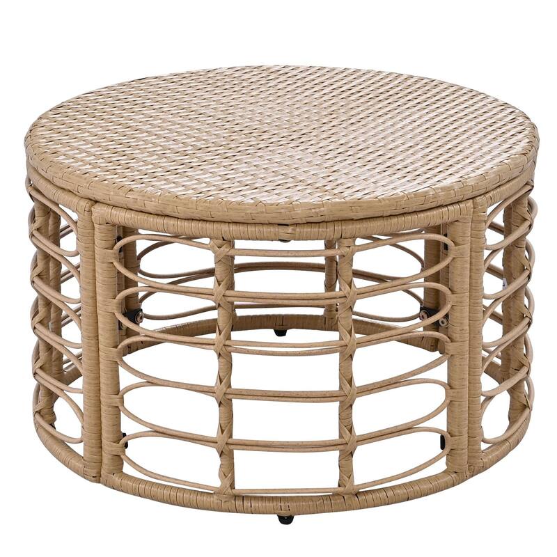 7-Piece Outdoor Rattan Patio Furniture Set with Cushions and Coffee Table