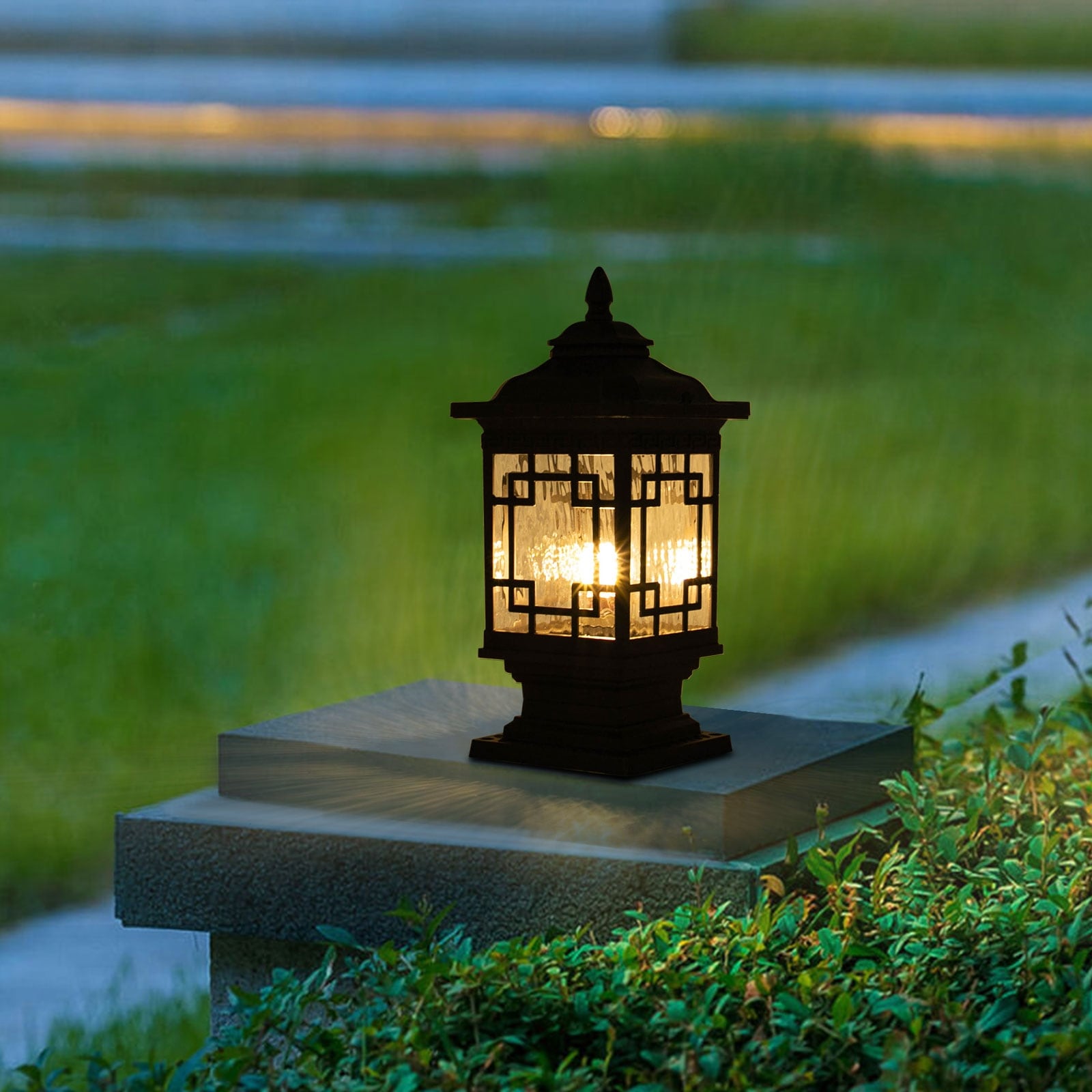 Outdoor Waterproof 1 Light Column Light Patio Pillar Lamp Black