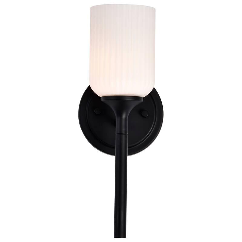 Solara 1 Light Wall Sconce Matte Black Finish Frosted Ribbed Glass - Matte Black