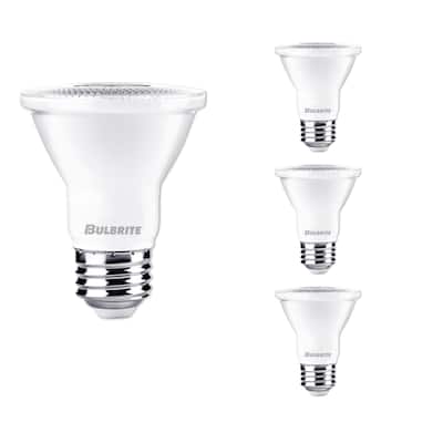 Bulbrite Pack of (4) 7 Watt Dimmable Flood PAR20 Medium (E26) LED Light Bulb - Cool White Light