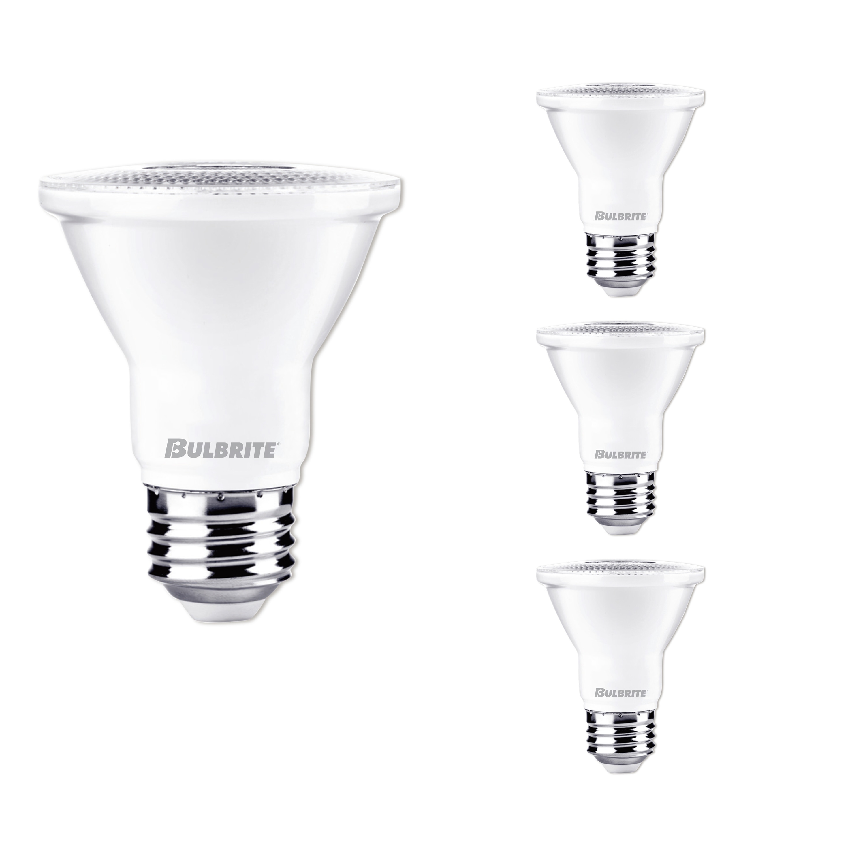Bulbrite Pack of (4) 7 Watt Dimmable Flood PAR20 Medium (E26) LED Light Bulb - Soft White Light